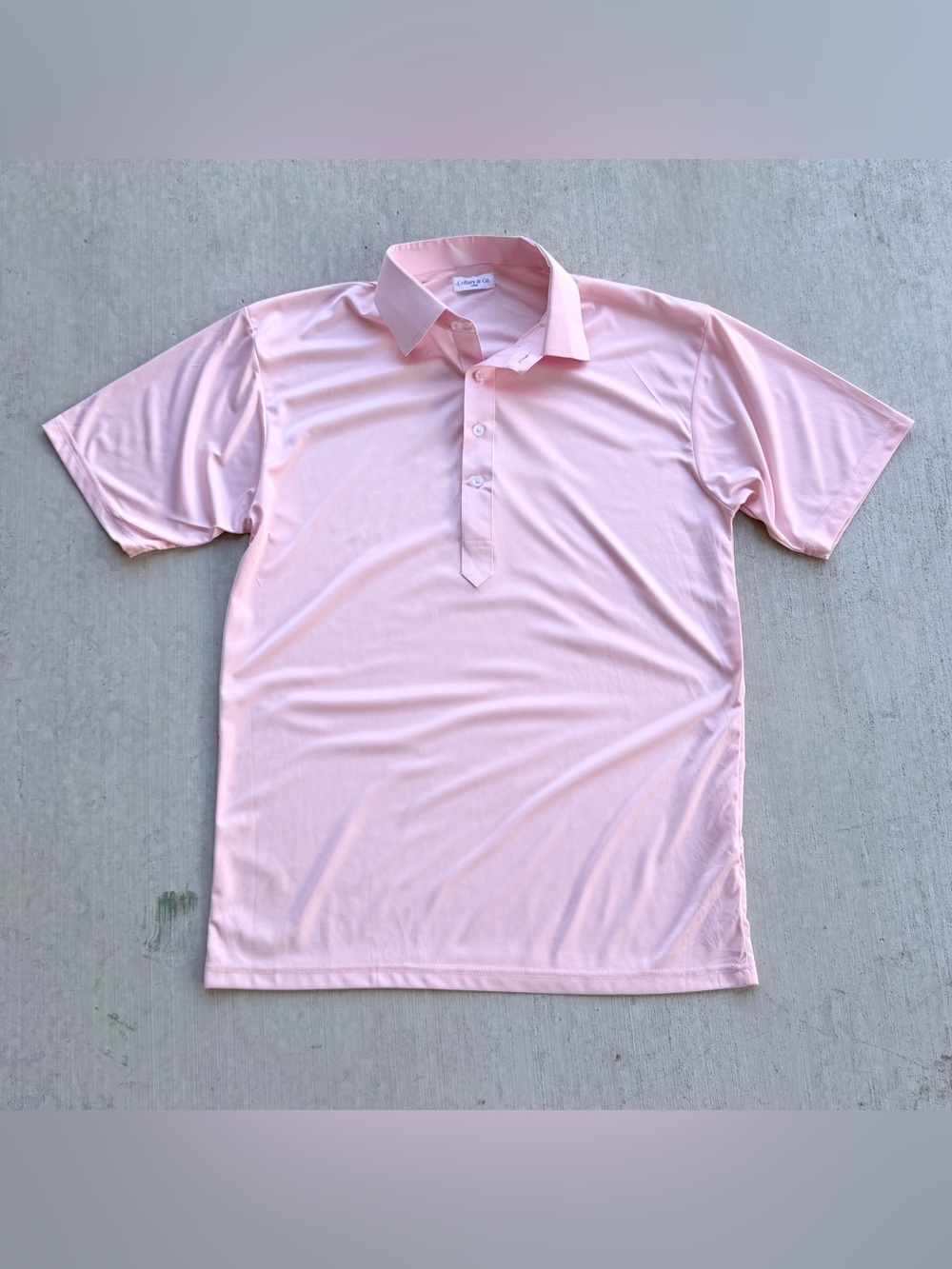 Collars And Co Dress Collar Polo Shirt Men Size Large Slim Pink Stretch